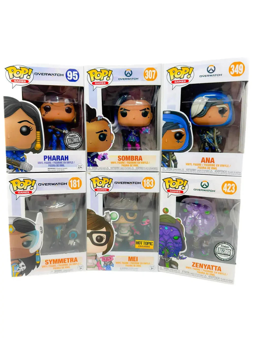 Funko Pop Overwatch Vinyl Figure Lot Pharah Sombra Ana Symmetra Mei Zenyatta NIB